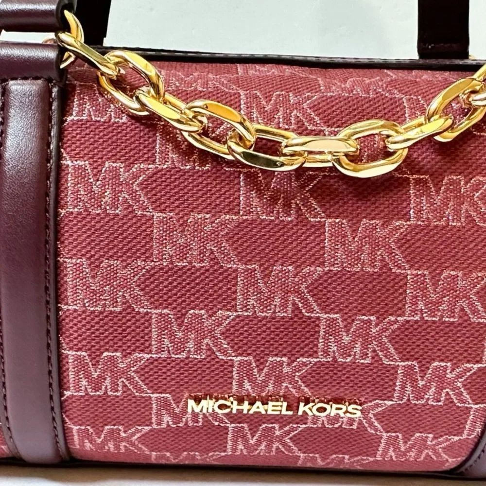 Michael Kors Burgundy Satchel with Gold Chain - Picture 7 of 13